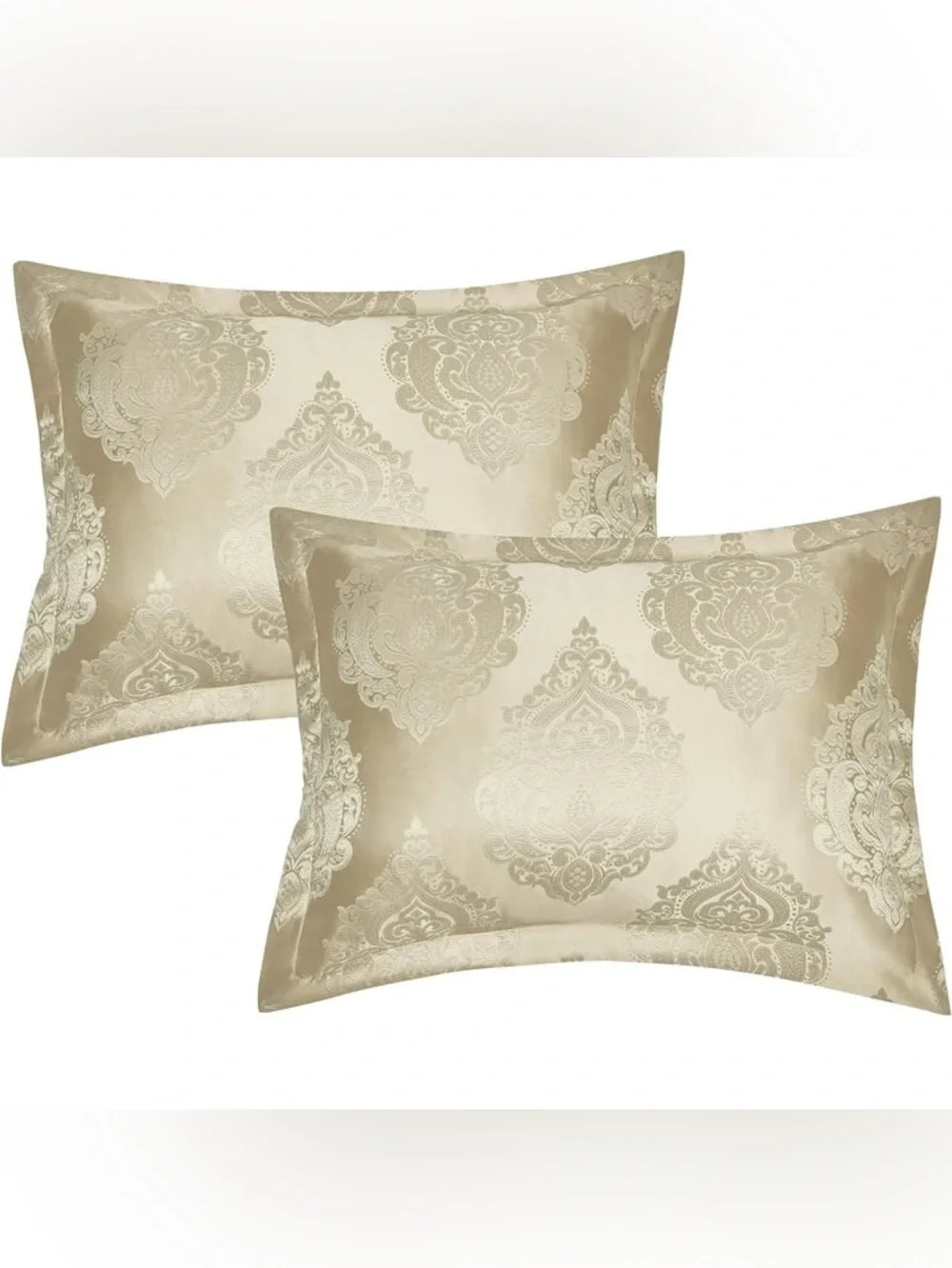 Luxury Damask cal king 3 piece Comforter Set in Beige